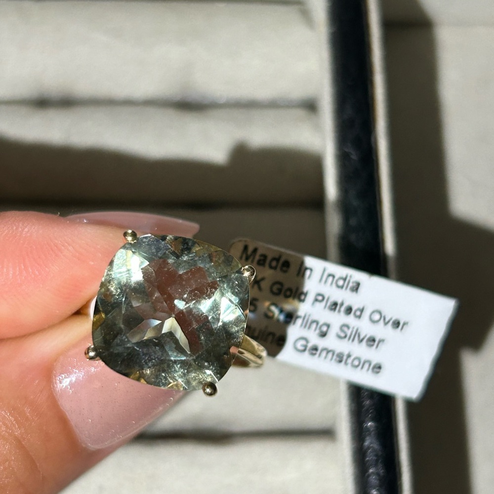 NWT 14k plated over sterling silver green Amethyst ring size 8 - Picture 9 of 9